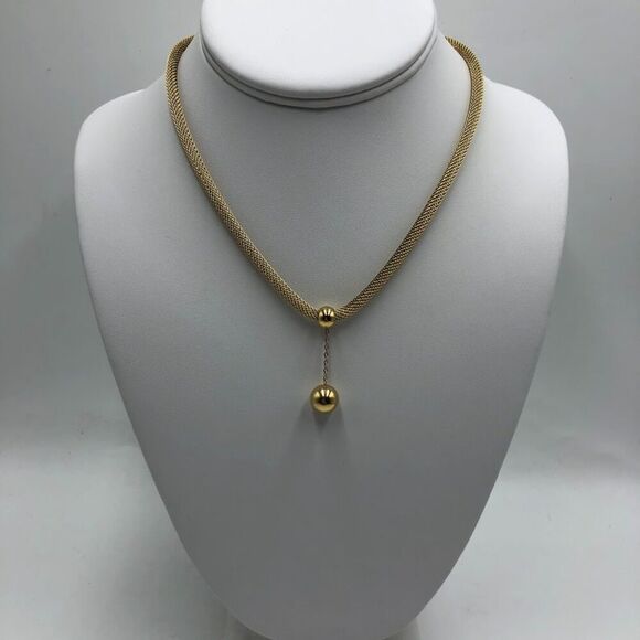 18K Gold Plated Women's Statement Necklace Dangling Ball Pendant Waterproof - Picture 4 of 11